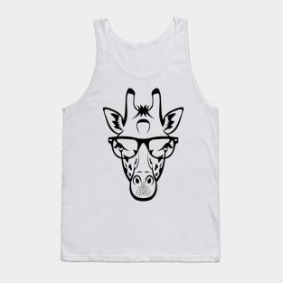 Giraffe Tallest Funny Animal With Trendy Glasses In Safari Tank Top